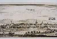 KONVOLUT VON 2 BLATT MIT ANSICHTEN VON BESIGHEIM UND UMGEBUNG, BESTEHEND AUS 1.) KUPFERSTICH V. M. MERIAN, GA BESIGHEIM BADEN WÜRTTEMBERG, 12 X ...