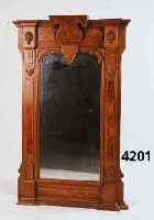 Wandspiegel, deutsch, um 1880/90, Barockstil mit Renaissance-Einschlag, Nußbaum massiv, bzw. Nußbaumwurzel, gespiegelt, Spie- gel aus der Zeit, ...