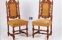6 STÜHLE, BELGIEN, UM 1890/1910, EICHE MASSIV, FRÜHER BAROCKSTIL, POLSTERUNG NEU, GEBRAUCHSSPUREN, CA. 105 CM, SITZHÖHE CA. 59 CM