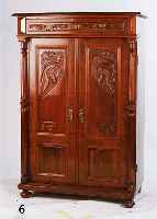 VERTIKO, DEUTSCH, UM 1900/10, MIT STARKEM JUGENDSTILEINSCHLAG, KORPUS WEICH- HOLZ, MAHAGONI/NUß Z.T. FURNIERT, 3/4 SÄULEN GEDRECHSELT, ...