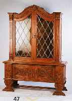 VITRINENSCHRANK, DEUTSCH, WOHL AACHEN, 1910/20 , BAROCKSTIL, EICHE MASSIV, UNTERTEIL REICH GESCHNITZT MIT KLAUENFÜßEN UND FÜLLHORNMOTIVEN , ...
