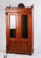 VERTIKO, DEUTSCH, 1900/10, EICHE MASSIV U. FURNIERT, 3 BÖDEN, WEICHHOLZ, JUGEND- STILBESCHLÄGE, SCHLÜSSEL SEKUNDÄR, AUFSATZ- GALERIE MIT ...