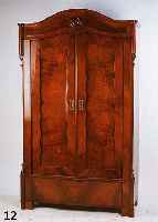 SCHRANK, MITTELDEUTSCH, UM 1880/90, KORPUS WEICHHOLZ, NUßBAUM-/ NUßBAUMWURZELFURNIER, Z.T GESPIEGELT, INLETTS MAHAGONIFURNIER, GESPIEGELTE ...