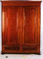 KLEIDER- BZW. WÄSCHESCHRANK, MITTELDEUTSCH, UM 1890, KORPUS WEICHHOLZ, MAHAGONI/PYRAMI- DENMAHAGONIFURNIER Z.T. GESPIEGELT, 2 SCHUB- LADEN, 3 ...