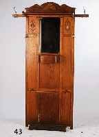 GARDEROBE, DEUTSCH, UM 1915/20, EICHE MASSIV, MIT SPIEGELEINSATZ, MESSING- MONTUREN, INTEGR. SCHIRMSTÄNDER MIT METALL- SCHALE, CA. 200X120 CM