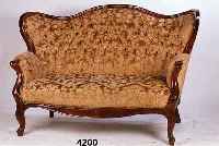 Sofa, Frankreich, um 1900, Mahagonifurnier, Federkernpolsterung und Bezug erneuert, mit altersbedingten FurnierschÄden, ca. 103 x 150 x 73 cm, ...