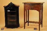 KL. HÄNGEVITRINE, DEUTSCH, UM 1880, HOLZ SCHWARZ LACKIERT, DREISEITIG VERGLAST, DREI EINLEGEBÖDEN, L. ALTERSSPUREN, 80 X 40 X 27 CM