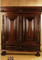 KISSENSCHRANK, HOLLAND, UM 1920/30, EICHE Z.T. MIT PALISANDERFURNIER, KASSETTIERT, 187 X 187 X 68 CM
