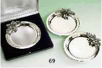 Set 6 Silberteller, SchwÄbisch GmÜnd, GebrÜ- der KÜhn, 925er Silber, anlaufgeschÜtzt, mit Eichenblatt- und -fruchtdekor, Gew. ca. 625 g, in ...