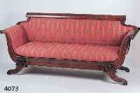 SPÄTBIEDERMEIERSOFA, DEUTSCH, 1845/50, KOR- PUS WEICHHOLZ, PYRAMIDENMAHAGONIFURNIER, Z.T GESPIEGELT, SEITENTEILE NUßBAUM, IN KARTUSCHEN ...