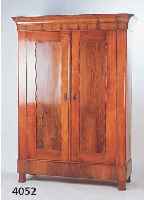 SCHRANK, DEUTSCH, UM 1845, SPÄTBIEDERMEIER, KIRSCHBAUM MASSIV, MIT BREZELFÜLLUNG, INLETS NUßBAUM, WURZELNUß GESPIEGELT, CA. 195X140X52 CM