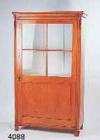 VITRINE, UM 1870, BIRKE MASSIV, EINTÜRIG, TEILVERGLAST, OBERFLÄCHENSCHÄDEN, CA. 165X96X 45 CM, GEBRAUCHSSPUREN