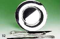 Set 4 Platzteller und 3teil. Tranchierbesteck, Teller 800er Silber, Wilkens Bremen, Mod. 8425, D. 30 cm, schlichte glatte Form, leichte ...