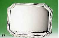 8-eckiges Tablett, 925er Silber, ca. 970 g, Rand getreppt, ca. 30 x 40 cm