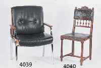 6 STÜHLE, SÜDFRANKREICH, 1890/1900, BUCHE, NUßBAUMFARBEN, EKLEZISTISCH, ORIGINAL LEDER- BEZÜGE, GEPRÄGT, STÄRKERE GEBRAUCHSSPUREN, 2 ...