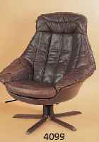 DESIGNER SCHALENSESSEL, BRAMIN DÄNEMARK, UM 1970/75, FÜßE BUCHE, ALLSEITIGER LEDER- BEZUG, HERAUSNEHMBARES SITZPOLSTER, SCHWENK- BAR, ...