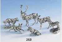 Gruppe 6 Tiere: Jagdmotive, 925er Silber massiv, best. aus Hirsch, Reh, Fuchs, Gemse, Wolf und Dackel, naturalist.-idealist. Darst., total ca. 209 ...