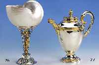 Nautilus-Pokal, Hanau um 1900, 800er Sil- ber, teilvergoldet, min. rest.(Befestigungs- schale der Nautilus ersetzt), sonst Orig.- Zustand, H ca. ...