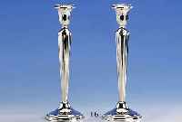 Kerzenleuchterpaar, Amerika, 925er Silber, gefÜllt, Kordelbandverzierung, H ca. 25.5 cm
