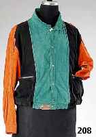 SICONS Wildlederblouson, Gr. ca. 40 cm, Vertreiber Fumagalli Lugano, rotes, blaues, grÜnes Wildleder, 2 aufges. Taschen mit RV, ...