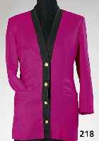 SALVATORE FERRAGAMO Blazer, pinkfarb. Wolle mit schwarzem Ripsabschluß, goldfarb. KnÖpfe, ital. Gr. lt. Label 44, Tragespuren, RÜckenl. ca. 78 ...