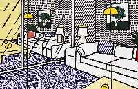 Lichtenstein, Roy, 1923-1997, Interieur with mirrored wall, 5-tlg. Farbserigraphie, auf dem vierten Teil handsigniert und num. 56/300, je ca. 263 ...