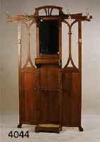 GADEROBE, DEUTSCH, UM 1910, JUGENDSTIL, EICHE MASSI, EICHEFURNIER, MESSINGBESCHLÄGE FACETTIERTER SPIEGEL, HANDSCHUHFACH, CA. 202X 140X26 CM