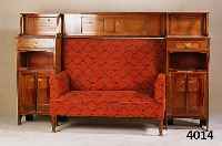 SOFA MIT UMBAU, DARMSTADT UM 1900/02 UMKREIS PATRIZ HUBER, SIGNIERT LUDWIG ALTER DARMSTADT, BESCHÄDIGT,RESTAURATIONSBEDÜRFIG, ÄUßERST SELTEN, ...