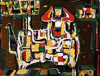 Jossé, Friedrich, geb. 1897 Wolfstein - 1996 Speyer, Stier, Aycrl/Papier, rechts unten signiert u. dat. 76, 50 x 43 cm