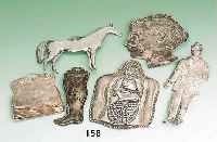 6 Votivgaben, sÜddeutsch, Silber, Bein, Bauch, Innere Organe, Mann, Kopf, l. AltersschÄden, H. ca. 13 - 22 cm