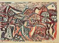 Bargheer, Eduard, 1901 - 1979, SÜdliche Landschaft, Farblithographie, handsign. und num. 60/65, ca. 30 x 43 cm