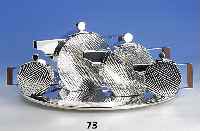 5-teili. Designerservice fÜr Kaffee bzw. Tee, 925er Silber, ital. Atelieranfertigung, total ca. 3627 g, ausgefallene, schmale Form mit rundem ...