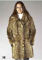 Wildkatzenjacke, Gr. 40/42, geflecktes Fell, braunes Innenfutter, 2 seitl. Ein- schubtaschen, LedergÜrtel, RÜckenl. ca. 89 cm, mit ...