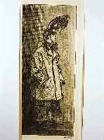 Zille, Heinrich, 1858-1929, Frau mit Pleureuse, Lithographie, re. u. mit Stempelsignatur versehen, ca. 39 x 15 cm, PP