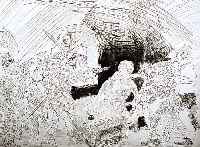 Hrdlicka, Alfred, Radierung v. 1989, hand- sign. u. num. 53/70, Robespierres Verhaftung, ca. 50x60 cm