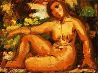 Geyer, Wilhelm, 1900-1968, sitzender weiblicher Akt, Öl/Malkarton, li. u. monogr., ca. 29 x 4 cm, R.