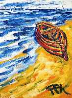 Pfefferkorn, Felix, 1945-1980 Berlin, Lonely Boat, Acryl auf Hartfaser, rÜckseitig signiert und betitelt, ca. 58 x 47 cm, R.