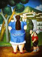 Epple, Dionysios, zeitgen. KÜnstler aus der Dom. Republik, Familie, Hommage a Botero, Öl/Lwd, re. u. sign., M. ca 122x92 cm