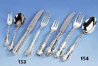 48-teiliges Besteck, BSF, 800er Silber, best. aus: 12 Messer (Griffe gefÜllt, Klingen Stahl), 12 Gabeln, 12 Dessert- lÖffel,. 6 KafffeelÖffel, ...