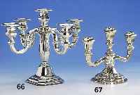 Kerzenleuchter, deutsch, Entwurf 30er Jahre, 835er Silber, Grimminger, SchwÄbisch- GmÜnd, Barockstil, 50er Jahre, Bodenplatte Metall, ca. 20 x ...
