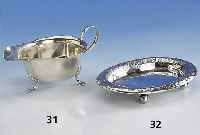 SchÄlchen, Kopenhagen 1843, 830er Silber, 4 KugelfÜße, floral verziert, ca. 15.5 x 11 cm Meistermarke unged., grav., sammelw.