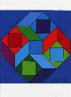Vasarely, Viktor, 1908-1997, Etude en couleur, Farbsiebdruck von 1968, handsign. und num. 112/150, ca. 10 x 10 cm, PP, u.Gl., R