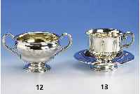 Zuckerschale, Kopenhagen um 1860, 830er Silber, sign. G. Kolling, graviert, Innenvergoldung, 2 Griffe, H ca. 8.5 cm, D ca. 12 cm