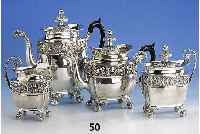 4-teil. Kaffee- und Teeservice, Hamburg, um 1835/40, 13-lÖtig, Heinrich Anthon Schauenburg: Übernimmt 1819 von Heinrich Zell ein Amt, wird 1816 ...