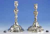 Kerzenleuchter, Bremen um 1900, 800er Silber, G. Hermeling, Rokokostil, guodroniert, qualitÄtvolle Arbeit, H ca. 25 cm