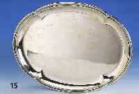 Ovales Tablett, Schweiz, Jezler, 800er Silber, leicht barockisierend, Gebr.- Spuren, ca. 475 g, ca. 33 x 25 cm