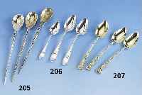 6 TeelÖffel und 10 MoccalÖffel, Belgien um 1900, 800er Silber, reiner Jugendstil, Meistermarke VK, dekorativ, stilrein