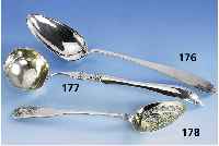HochzeitslÖffel, Kopenhagen 1837, 830er Silber, Meistermarke Dyrkopf, teil- vergoldet, Kuhle mit Durchbrucharbeit, L. ca. 30 cm, absolut ...