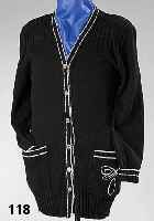 RENA LANGE-Jacke, Gr. 42, Wolle/Seide, schwarz/natur, goldfarb. KnÖpfe, L. ca. 83, Innenlabel fehlt