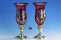 Kerzenleuchterpaar mit Glasaufsatz, Amerika, 925er Silber, gefÜllt, Glasaufsatz abnehm- bar, Rand verg., floral verz., Verg. ber., H. ca. 32 cm, ...